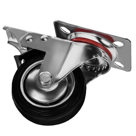 12 Pack 3 Inch Swivel Caster Wheels with dual locking brakes featuring non skid no mark rubber wheels in silver and black for carts and workbenches