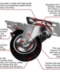 Close-up of 12 Pack 3 Inch Swivel Caster Wheels with dual locking brakes featuring non skid no mark rubber wheels, showing details and structure.