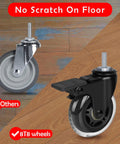3 Inch Heavy Duty Rubber Caster Wheels With Brakes For Carts, Dollies And Furniture, shown in black and gray