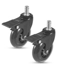 2 Pack 3 Inch Swivel Caster Wheels With Brake Rubber Heavy Duty Grill Replacement For Pellet Grills Fits Timberline 850 1300 Ironwood 650