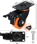 3 inch heavy duty plate swivel caster wheels set of 4 with safety brakes silent non marking PVC wheels dimensions