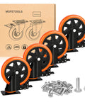 3 inch heavy duty plate swivel caster wheels set of 4 with safety brakes displayed with bolts and packaging box