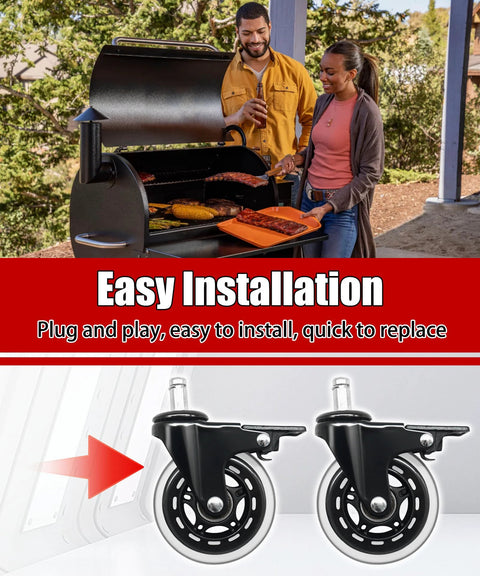 Traeger 3 Inch Swivel Caster Wheels With Brakes Set Of 2 For Pellet Grills Fits Timberline 850 1300 Ironwood 650 885 XL Pro
