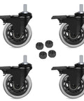 Heavy Duty 3 Inch Swivel Casters Set Of Four With M10 By 20mm Metric Stem Threads Locking Castors And Hex Nuts 600 Lb Capacity