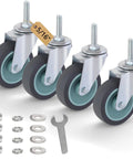 Heavy Duty 3 Inch Swivel Stem Casters Set Of 4 With Threaded Five Sixteenth Inch 18 UNC By One And One Half Inch Rubber Wheels
