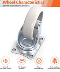 3-Inch Swivel Caster Wheels Set Of Four Polyurethane Plate Casters showing smooth silent 360-degree rotation and dual ball bearings