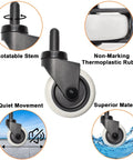 4 Pack Mop Bucket Casters Replacement 3 Inch TPR Soft Rubber Swivel Stem Caster showcasing rotatable stem, non-marking rubber, and quiet movement.