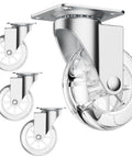 Set of four 3 inch transparent swivel casters without brakes for furniture, 360 degree rotation, lightweight yet durable polyurethane casters.