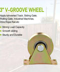 Heavy Duty 3 Inch V Groove Caster Wheels With Double Bearings For Industrial Machines And Sliding Gates