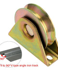 Heavy Duty 2 Pack 3 Inch V Groove Sliding Gate Wheels with Bracket for V Track Rail, corrosion resistant, side view