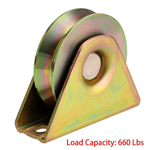 Heavy Duty 2 Pack 3 Inch V Groove Sliding Gate Wheels With Bracket For V Track Rail, corrosion resistant galvanized steel caster