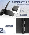 2 Pieces 3 Heavy Duty Weldable Hinges 12 Ga Welding Long Lasting Steel Butt Hinge dimensions and close-up view