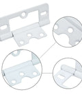 Close-up of Six Pack 3 Inch Non Mortise Door Hinges With Screws Heavy Duty Stainless For Motorhome RV Camper in white.