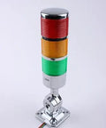 Front view of 12-24V LED Stack Tower Light Kit With 3 Layer Column Signal Beacon Andon Indicator Lamp Buzzer, industrial warning light.