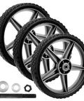 3 Pack 12 x 1.75 Inch Push Mower Replacement Wheels with Spoke Plastic Design and Diamond Tread, Solid Airless Wheels set