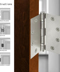 3-Pack Heavy Duty Commercial Door Hinge with Silent Steel Plain Bearing, 4.5 inch X 4.5 inch, installed on wooden door
