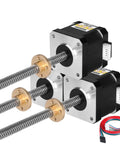 3 Pack Nema 17 Stepper Motor TR8x8 400mm with T8 Lead Screw 2 Phase 1.8° High Torque 0.44Nm Bipolar 1.7A 1.7Ω 4-Wire Cable