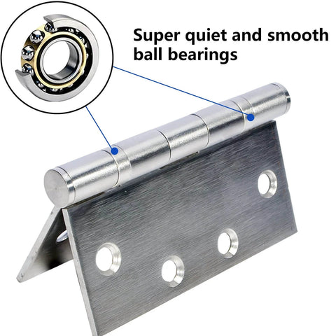 Close-up of 3-Pack Heavy Duty Commercial Door Hinge with Silent Steel Plain Bearing, 4.5 inch X 4.5 inch, 3 mm Stainless Steel