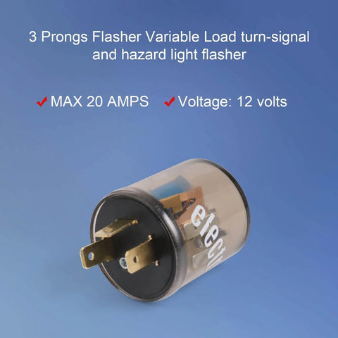 12V 3 Pin LED Flasher Relay For Cars, Heavy Duty Round Turn Signal Blinker, Universal 3 Prong Hazard Light Flasher