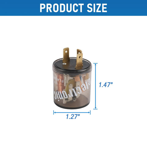 12V 3 Pin LED Flasher Relay For Cars, Heavy Duty Round Turn Signal Blinker, Universal 3 Prong, product size dimensions shown