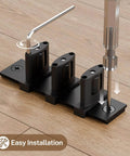 Sliding Closet Door Floor Guide installation with adjustable 3-roller design, black aluminum, floor mount for double bypass door