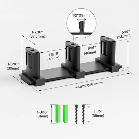 Sliding Closet Door Floor Guide, Sliding Door Guides Floor Mount for Double Bypass Door, Update Adjustable 3-Roller Design with dimensions