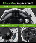 Step-by-step image showing installation of New Alternator Replacement For 3.6L V6 Engines fitting Journey Grand Caravan Avenger Chrysler 200.