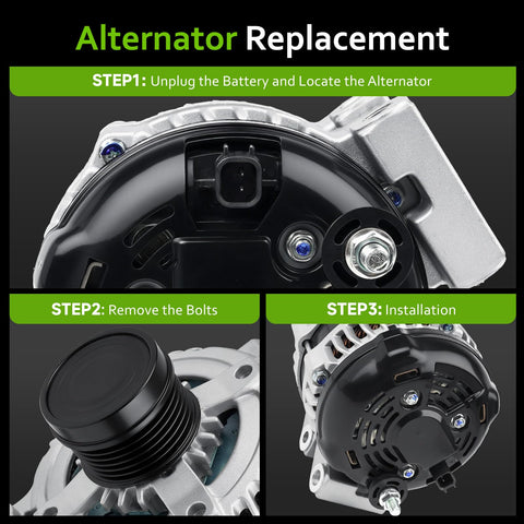 Step-by-step image showing installation of New Alternator Replacement For 3.6L V6 Engines fitting Journey Grand Caravan Avenger Chrysler 200.