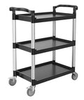 Heavy Duty 3 Tier Utility Cart With 360 Degree Swivel Wheels And Brakes, 300 Lb Load Capacity, Food Service Cart for versatile use