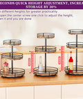 Heavy Duty 3 Tier Lazy Susan Organizer with Adjustable Height and Thickened Wooden Boards on Kitchen Countertop