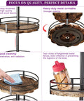 Heavy Duty 3 Tier Lazy Susan Organizer, Adjustable Height Rotating Spice Rack showing thickened wooden boards and stable 360° rotation feature