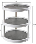 3 Tier Lazy Susan Turntable 12 Inch Round Rotating Kitchen Spice Organizer Non Skid Storage Container in grey, dimensions shown