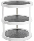 3 Tier Lazy Susan Turntable 12 Inch Round Rotating Kitchen Spice Organizer Non Skid Storage Container Grey ideal for pantry use