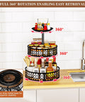 Three-Tier Lazy Susan Organizer With Detachable Metal Rotating Spice Rack on a kitchen countertop