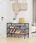 Effortlessly organize shoes with a 3-tier non-woven rack that fits closets, entryways, garages and hallways, stackable, dust-free shelves