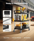 Heavy Duty 3 Tier Utility Cart With 360 Degree Swivel Wheels And Brakes, 300 Lb Load Capacity, in industrial setting