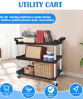 Heavy Duty 510 Lb Capacity Utility Cart With Locking Wheels AQNIEGEP 3 Tier Mobile Kitchen Cart With Storage Items
