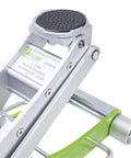 Close-up of 3-Ton Quick Rise Aluminum Floor Jack With Dual Pump Pistons, Reinforced Lift Arm, Model A20019 from side angle