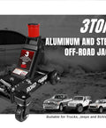 Heavy Duty Off Road Floor Jack With 3 Ton Capacity And Big Wheel Design For Muddy Terrains, Dual Pistons Quick Lift Pump, Aluminum And Steel Construction, Lifts Trucks SUVs ATVs And Other Off Road Vehicles, Road Dawg 6000 Lb Capacity