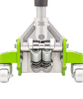 Front view of 3-Ton Hybrid Aluminum And Steel Low Profile Floor Jack With Dual Pump Pistons, reinforced lift arm visible.