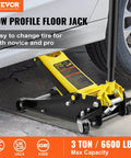 Three Ton Low Profile Floor Jack With Dual Pistons Quick Lift Pump Heavy Duty Steel Racing Jack in use under car