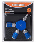 3 Way Air Hose Splitter, 1/4 Inch Quick Connect Manifold With 2 M-Style Couplers And 1 Industrial Air Plug, in package