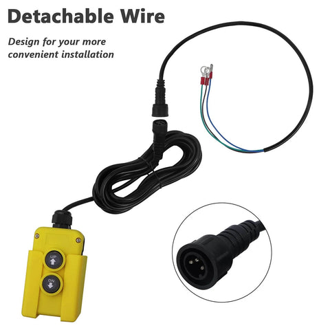 3 Wire Dump Trailer Remote Control Switch For 12V DC Hydraulic Pump Up Down Control Single Acting Trailer Controller showing detachable wire