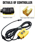3 Wire Dump Trailer Remote Control Switch For 12V DC Single Acting Hydraulic Pump Power Unit Fits Lift Unloading, Two Button Pendant Remote, Heavy Duty Dump Trailer Controller For Easy Haul, Precise Dump And Reliable Performance, featuring two-button pendant, cord, magnets, and ABS material