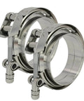2 Pack 3.5 Inch Quick Release V Band Clamp With 304 Stainless Steel Male And Female Flanges For Exhaust Downpipes Intercooler Piping