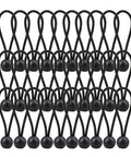 30 Pack Heavy Duty Bungee Cords 4 Inch Black Rubber Core 4mm Thick Weather Resistant Tie Down Straps For Camping Tarps Tents