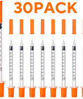 30 Pack U100 Syringes 1Ml 30G 5 Sixteenth Inch Needles Disposable Indivdually Wrapped For Precise Liquid Measurement displayed