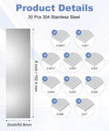 Pro Grade 30 Piece Shim Stock Set In 304 Stainless Steel, 2 Inch By 6 Inch Shims For Leveling, Multi Thickness Ranging 0.0007 to 0.01 Inch