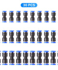 30 Pcs Pneumatic Straight Push Connectors Set Plastic Quick Release Air Line Fittings For Quarter Inch To Three Eighth Inch Tubing
