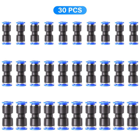 30 Pcs Pneumatic Straight Push Connectors Set Plastic Quick Release Air Line Fittings For Quarter Inch To Three Eighth Inch Tubing